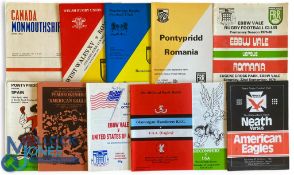 1971-90 N Hemisphere Teams in Wales Rugby Programmes (11): Mon U-21 v Canada 1971; E Vale, W Wales &