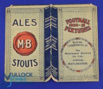 Pre-War 1920/1921 Fixture Lists for Manchester Utd & Manchester City 4 page card produced by the