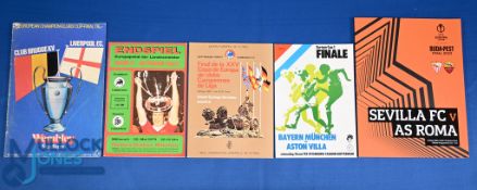 Five European Football Cup Final programmes - Club Brugge v Liverpool 1978 (fair), Malmo v