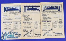 Selection of Oldham Athletic 1953/54 home match programmes v Doncaster Rovers, Bury, Luton Town