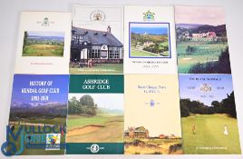 8x Golf History and Centenary paperback Books to include Royal Ashdown Forest Golf Club 1888-1988
