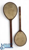 Victorian Vellum Battledore Rackets, - two different sizes a size 4, 19 ½