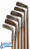 6x Metal blade putters incl goose neck Spalding Thistle brand, C McDonald gem model, a long