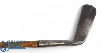 Tom Stewart (early pipe mark) smooth faced goose neck metal blade putter c1900 stamped T Vardon