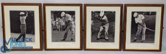 Set of 4x Ben Hogan Golf Prints, all framed under glass - size #31cm x 39cm (4)