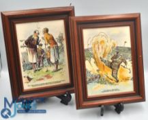 Frank Reynolds 1876-1953 Artist and Illustrator of Tiles: 2 later examples of his tile work, both in