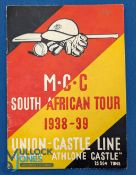 1938-39 MCC South African Tour Official Programme multi signed, with good signatures of A J