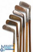 5x Assorted putters to incl 2x brass heads both by JB Halley, one showing the Pyramid mark the other