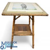 Golf Themed Tiled Table of Robert Maxwell Amateur Golfer, a bamboo period table having a set of four