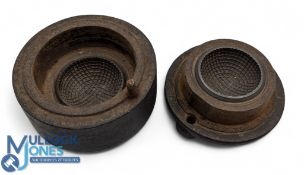 Antique Cast Iron Gutty Golf Ball Mould, original circa 1890 mesh pattern gutty ball mold. Top of