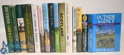 15x Golfing Fiction Books to include A Good Walk Spoiled 1995 John Feinstein, A Course Called