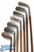 7x Assorted Golf Irons a good mixture to incl Hendry & Bishop driving iron stamped A1, C A Whitcombe