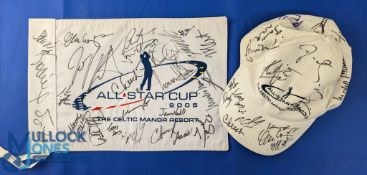 2005 All Star Cup Golf Competition Celtic Manor multi signed flag and baseball cap - USA v Europe,