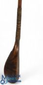 Wm Dunn Sr c1860 long spoon in stained beechwood fitted with a black horn insert and showing the
