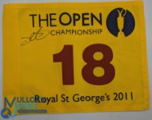 Golf Autograph signed - The Open 2011 18th Pin Flag Royal St George's signed by Darren Clarke -