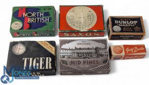 Selection of Empty Golf Ball boxes to include North British, Tiger Golf Balls, Dunlop Black