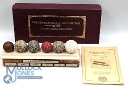Resin Model - The Development of the Golf Ball: a fine resin model on stand, from wooden to a real