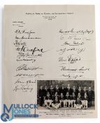 1934 Australia Test Cricket Team Real Photograph Postcard - postally unused with a facsimile team