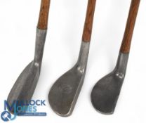 3x Alloy mallet head putters incl a Standard Golf Co SS model, a U model with central high lip,