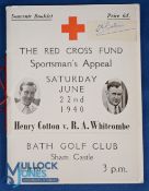 Henry Cotton v R.A Whitcombe 1940 Red Cross Fund Sportsman's Appeal Souvenir Booklet at Bath Golf