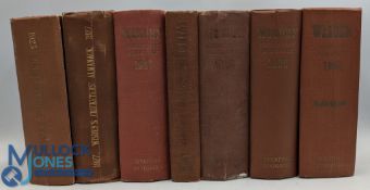 1923-1953 Wisden Cricketers' Almanack, seven original hardback books with no dust covers, to include