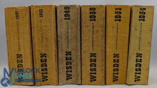1947-1945 Wisden Cricketers' Almanack, six in original cloth/paper covers - in good used
