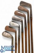 7x Various Golf Irons - incl F Munro St Andrews round backed mid-iron, Hendry & Bishop swift model