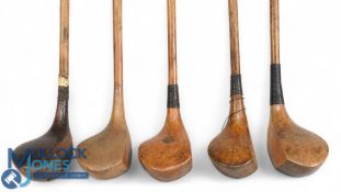 4x R Forgan St Andrews crown model woods incl Left Hand driver, 2x small headed drivers, Forgan