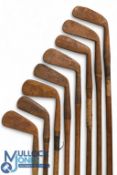 8x Assorted clubs for restoration incl mainly long and mid irons, some smooth faced, some lined - 2x