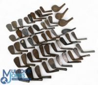 44x Period Hickory Golf Club Maker Club Heads, persimmon blanks, assorted irons - ideal for