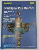 1977 PGA Pargolf 22nd Ryder Cup Matches Programme, multi signed with Dai Rees, Brian Huggett,