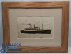 1932 England to Australia Bodyline Cricket Team Signed Photograph - R M S Orontes Shipping Liner