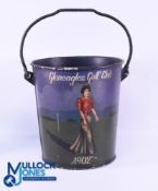 Interesting Cast Iron hand painted golfing scene Bucket - inscribed Gleneagles Golf Club 1902
