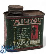 Unusual Militol Golf Shoes Waterproofing Tin, still has contents, 8cm tall. UK Postage Only
