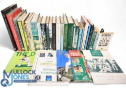 Over 30 hardback and paperback Cricket Books: to include Battling from Memory 1981 Jack Fingleton,