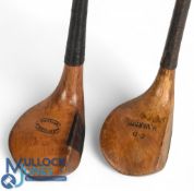 2x Harry Vardon fine scare necked woods c1899 - a brassie in light stained beechwood with central