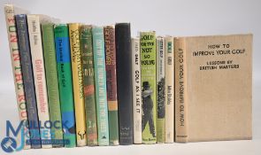 15x Golfing hardcover books to include Fun in the Rough 1957 Howard Gill, The Lessons I've Learned