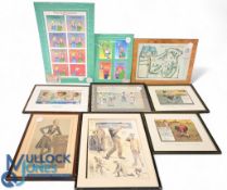 Golf Pictures Prints Collectables - a mixed lot with a Augusta National GC 1968 plan on wooden