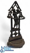 Heavy Cast Iron Golf Themed Umbrella / Walking Stick Hall Stand, marked Burlsand 90 with removable