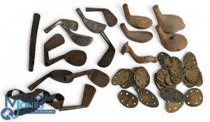 Period Hickory Golf Club Maker Club Heads and Parts, Cox USA No.8 persimmon blank, copper head