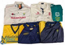 Cricket Signed Shirts and T-Shirt, to include an England Oasis XXL multi signed shirt c2005, plus