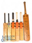 Miniature Signed Cricket Bats: 1987 Yorkshire, 1994 West Indies, 2 others together with 2 printed