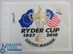 Golf Autograph signed - 2010 Ryder Cup Celtic Manor, 18th Pin Flag signed by captains Colin