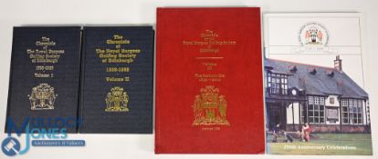 4x Royal Burgess Golfing Society hardcover books to include The Chronicle of the Royal Burgess