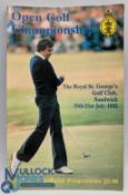 1985 The Open Golf Championship Royal St George's Golf Club multi signed Programme, Bill Rodgers,