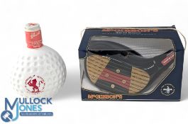 Golf Scotch Whiskey Bottles, to include a St Andrews gold ball shaped full bottle and a McGibbon’s