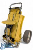 Vintage Sit n' Rest Golf Cart Trolley Bag 1960s - made in the USA in yellow - good clean used