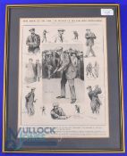 Original 1909 Lithograph Magazine Collage Print of Tom Ball 'Winner of £240 Golf Tournament at