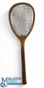 c1880 Early Teardrop Headed Wooden Tennis Racket: an unknown maker scalloped throat 27 ½