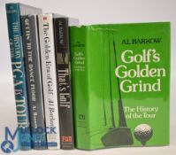 5x hardcover Books by Al Barkow to include Golf's Golden Grind the History of the Tour 1974, That'